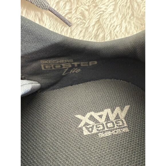 Skechers Lace-up Goga Max Go Step Lite Gray Leather Suede Size 9.5 NWOT - Picture 5 of 6